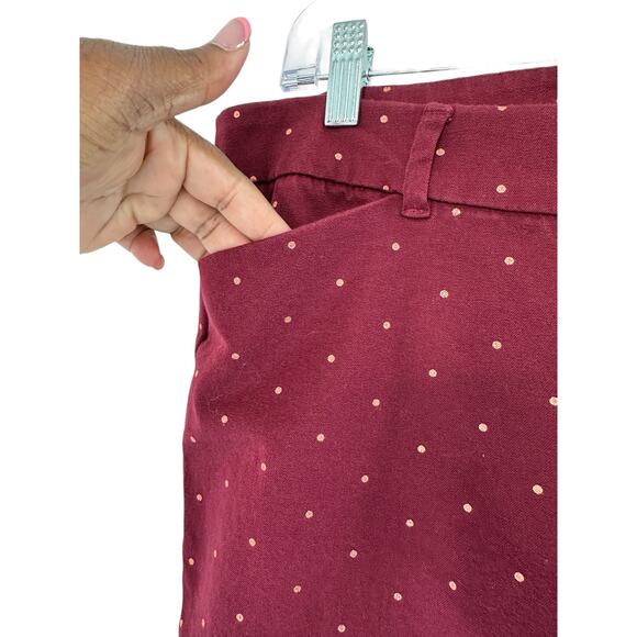 Old Navy Burgundy Rose Gold Polka Dot Mid-Rise Pixie Ankle Pants Size 14 Petite - Picture 8 of 14